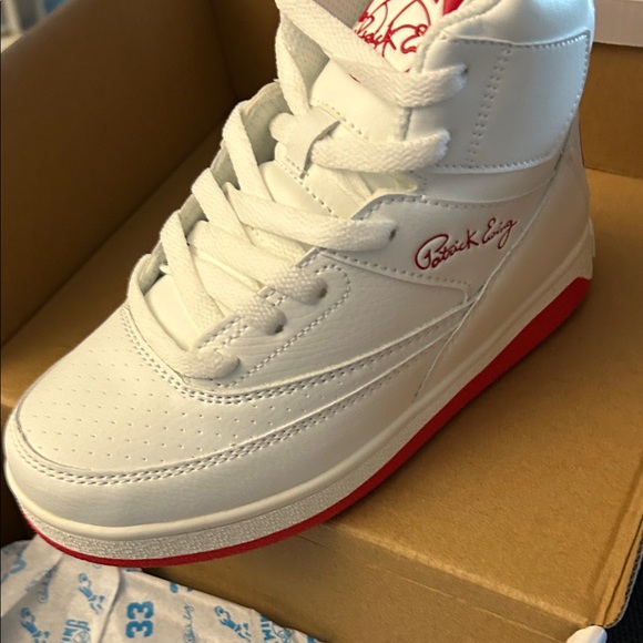 Brand New Patrick Ewing White and Red High-Top Pre School Sneakers 2.5 Youth - Picture 7 of 10